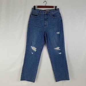 Universal Thread Jeans Women 12 High Rise Vintage Straight Distressed Blue Denim